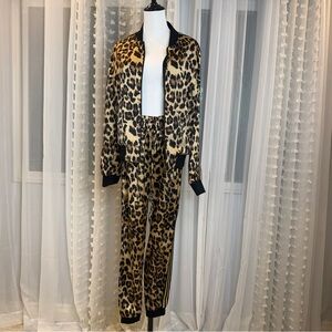 Black Orchid Leopard Print Athleisure Satin Track Suit